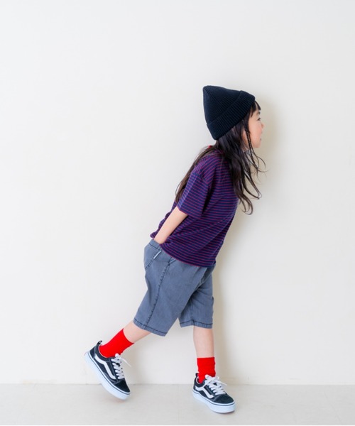 and D. petit main(アンドディープティマイン)の「【リンク】オーバーサイズボーダー半袖T(Tシャツ/カットソー・キッズ・ピンク系その他/ネイビー/ブルー・90cm/100cm/110cm/130cm/120cm)」の8枚目の写真