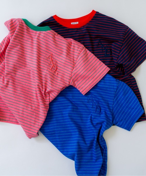 and D. petit main(アンドディープティマイン)の「【リンク】オーバーサイズボーダー半袖T(Tシャツ/カットソー・キッズ・ピンク系その他/ネイビー/ブルー・90cm/100cm/110cm/130cm/120cm)」の18枚目の写真