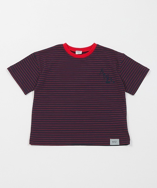 and D. petit main(アンドディープティマイン)の「【リンク】オーバーサイズボーダー半袖T(Tシャツ/カットソー・キッズ・ピンク系その他/ネイビー/ブルー・90cm/100cm/110cm/130cm/120cm)」の22枚目の写真