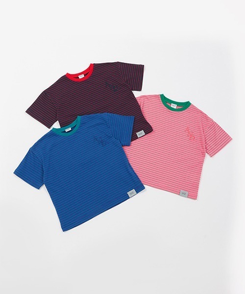 and D. petit main(アンドディープティマイン)の「【リンク】オーバーサイズボーダー半袖T(Tシャツ/カットソー・キッズ・ピンク系その他/ネイビー/ブルー・90cm/100cm/110cm/130cm/120cm)」の17枚目の写真