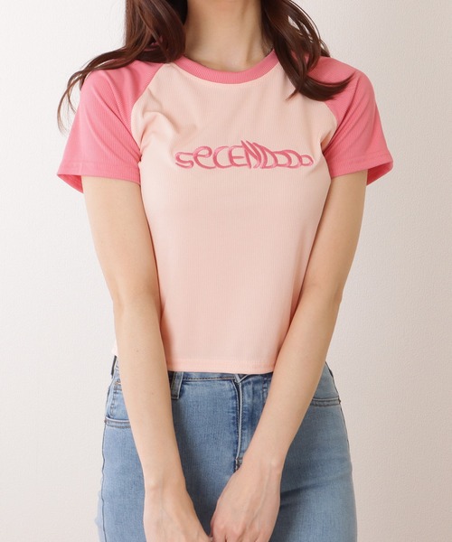 Lace Ladies(レースレディース)の「バイカラー ラグラン スリーブ コンパクト トップス(Tシャツ/カットソー・レディース・ピンク/グレー・S/XL/M)」の3枚目の写真