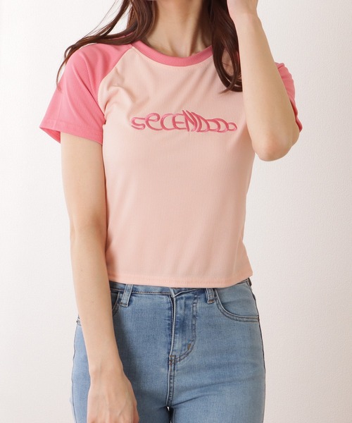 Lace Ladies(レースレディース)の「バイカラー ラグラン スリーブ コンパクト トップス(Tシャツ/カットソー・レディース・ピンク/グレー・S/XL/M)」の5枚目の写真