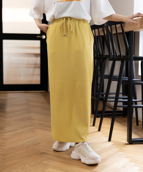 LEPSIM（レプシィム）の「【WEB限定アイテム】テレコナロースカート　113936（スカート・レディース・アイボリー/イエロー/ピンク/ブラック・FREE）」の3枚目の写真