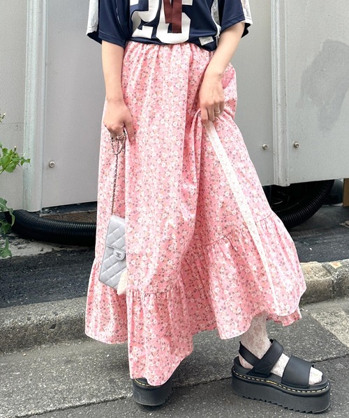 Alley by w closet（アリーバイダブルクローゼット）の「【Alley】リボンレースロングスカート（スカート・レディース・ベージュ/ピンク・FREE）」の9枚目の写真