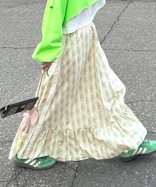 Alley by w closet（アリーバイダブルクローゼット）の「【Alley】リボンレースロングスカート（スカート・レディース・ベージュ/ピンク・FREE）」の14枚目の写真