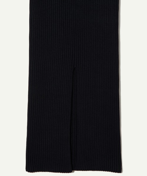 leinwande(ラインヴァンド)の「Washable Rib Knit Skirt / ウォッシャブルリブニットスカート(スカート・レディース・カーキ/ブラック・FREE)」の6枚目の写真