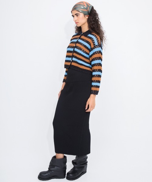 leinwande(ラインヴァンド)の「Washable Rib Knit Skirt / ウォッシャブルリブニットスカート(スカート・レディース・カーキ/ブラック・FREE)」の7枚目の写真