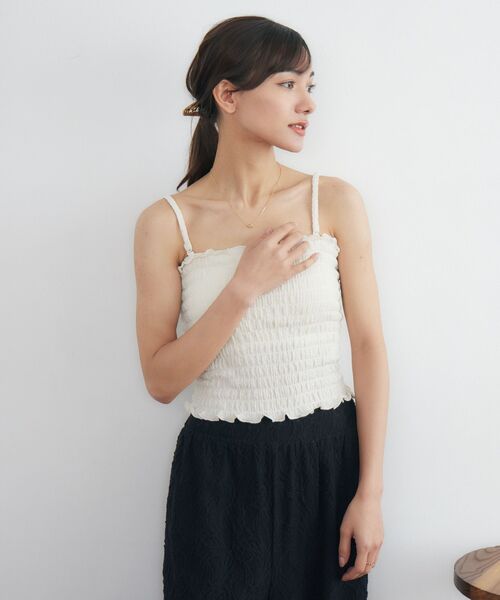 RETRO GIRL（レトロガール）の「カップ付シャーリングキャミ（キャミソール・レディース・ブラック/ナチュラル/イエロー/ブルー・FREE）」の12枚目の写真