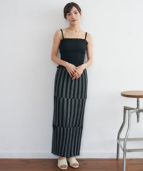 RETRO GIRL（レトロガール）の「カップ付シャーリングキャミ（キャミソール・レディース・ブラック/ナチュラル/イエロー/ブルー・FREE）」の16枚目の写真