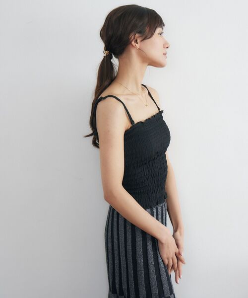 RETRO GIRL（レトロガール）の「カップ付シャーリングキャミ（キャミソール・レディース・ブラック/ナチュラル/イエロー/ブルー・FREE）」の21枚目の写真