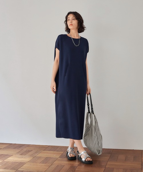 STYLE DELI（スタイルデリ）の「新涼感ポケットポイントワンピース（ワンピース・レディース・ネイビー/ベージュ系その他/チャコールグレー・FREE）」の4枚目の写真