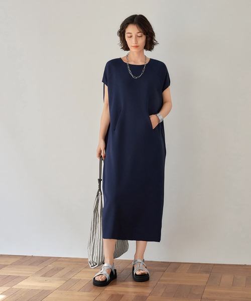 STYLE DELI（スタイルデリ）の「新涼感ポケットポイントワンピース（ワンピース・レディース・ネイビー/ベージュ系その他/チャコールグレー・FREE）」の10枚目の写真