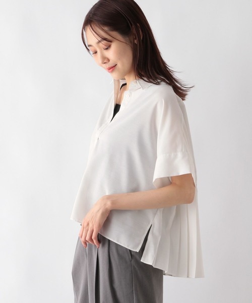GLOBAL WORK（グローバルワーク）の「お手入れらくらくバックプリーツクロップドシャツ半袖/992247（シャツ/ブラウス）」 - WEAR