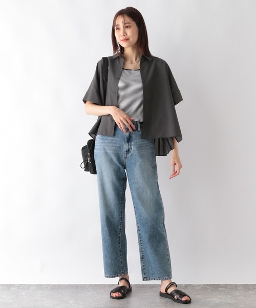 GLOBAL WORK（グローバルワーク）の「お手入れらくらくバックプリーツクロップドシャツ半袖/992247（シャツ/ブラウス）」 - WEAR
