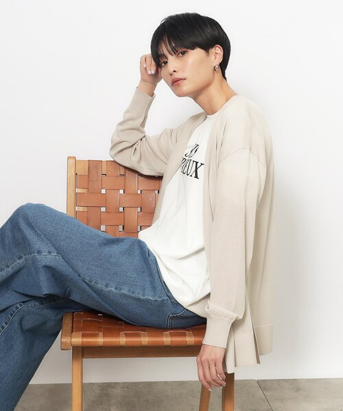 OPAQUE.CLIP（オペークドットクリップ）の「◆ミドル丈カーディガン【接触冷感/抗ピル/洗濯機洗い可】（カーディガン/ボレロ・レディース・ダークグレー/ホワイト/ナチュラル/ブラック・40/38）」の4枚目の写真