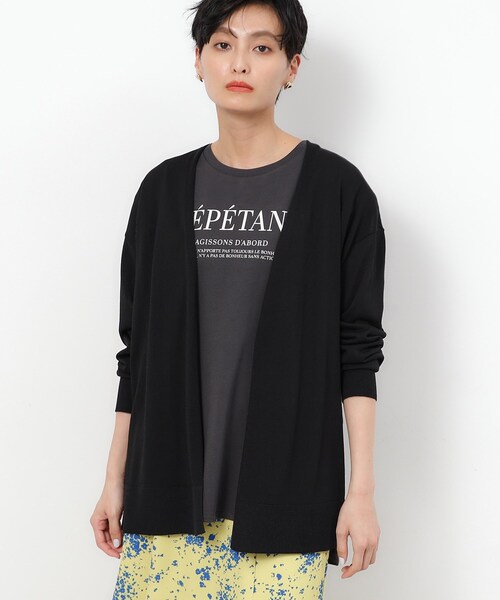 OPAQUE.CLIP（オペークドットクリップ）の「◆ミドル丈カーディガン【接触冷感/抗ピル/洗濯機洗い可】（カーディガン/ボレロ・レディース・ダークグレー/ホワイト/ナチュラル/ブラック・40/38）」の2枚目の写真