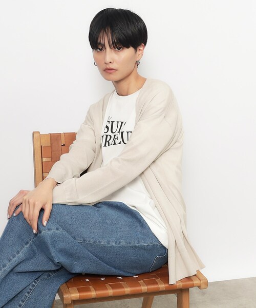 OPAQUE.CLIP（オペークドットクリップ）の「◆ミドル丈カーディガン【接触冷感/抗ピル/洗濯機洗い可】（カーディガン/ボレロ・レディース・ダークグレー/ホワイト/ナチュラル/ブラック・40/38）」の13枚目の写真