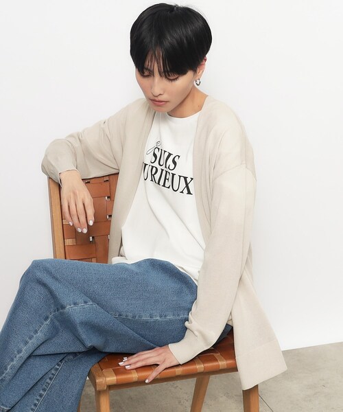 OPAQUE.CLIP（オペークドットクリップ）の「◆ミドル丈カーディガン【接触冷感/抗ピル/洗濯機洗い可】（カーディガン/ボレロ・レディース・ダークグレー/ホワイト/ナチュラル/ブラック・40/38）」の14枚目の写真