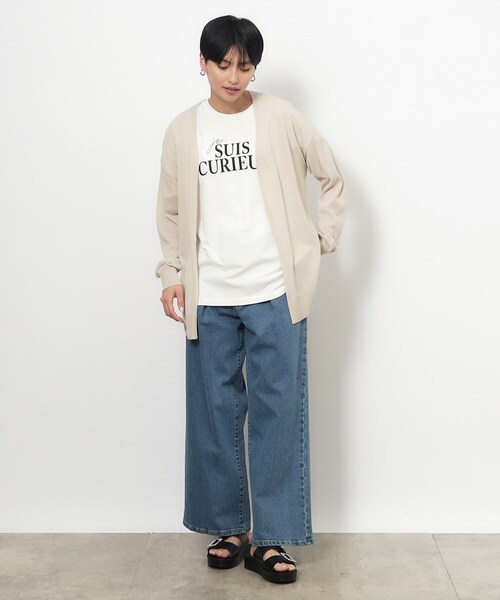 OPAQUE.CLIP（オペークドットクリップ）の「◆ミドル丈カーディガン【接触冷感/抗ピル/洗濯機洗い可】（カーディガン/ボレロ・レディース・ダークグレー/ホワイト/ナチュラル/ブラック・40/38）」の7枚目の写真