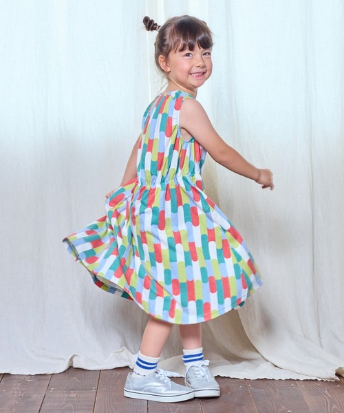 Life Support Products（ライフサポートプロダクツ）の「タンクトップ総柄ワンピース（80～150cm）（ワンピース・キッズ・ストライプ/チェック/マルチ/オフホワイト・80/90/95/100/110/120/130/140/150）」の13枚目の写真