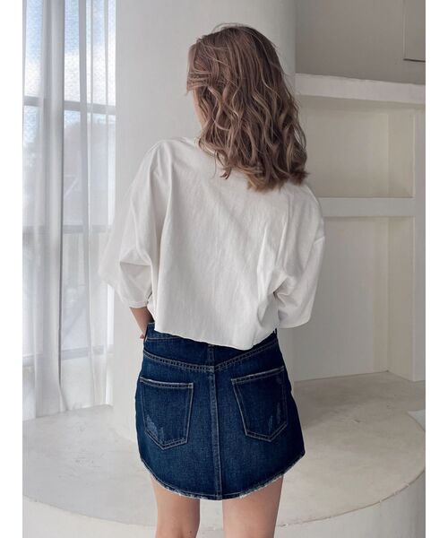 GYDA（ジェイダ）の「Square gydaショートBIG Tシャツ（Tシャツ/カットソー・レディース・オフホワイト/ブラック/ベージュ・FREE）」の7枚目の写真