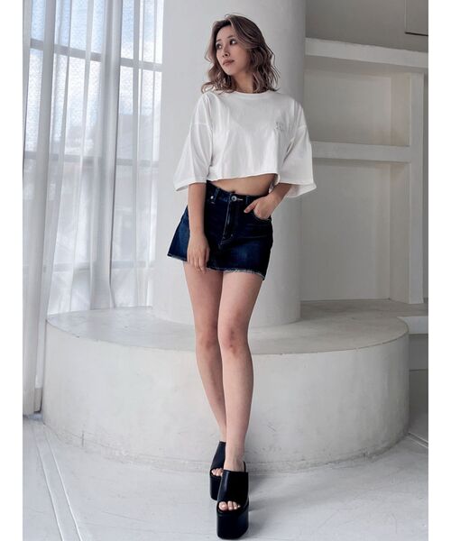 GYDA（ジェイダ）の「Square gydaショートBIG Tシャツ（Tシャツ/カットソー・レディース・オフホワイト/ブラック/ベージュ・FREE）」の9枚目の写真