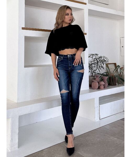 GYDA（ジェイダ）の「Square gydaショートBIG Tシャツ（Tシャツ/カットソー・レディース・オフホワイト/ブラック/ベージュ・FREE）」の16枚目の写真