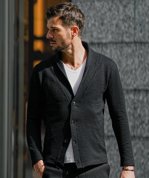 カーディガン ARTESANIA「アルテサニア」- SHAWL CARDIGAN / ショールカーディガン レディース メンズ SHIPS カーディガン SHIPS:「手洗い可能」ウール コットン