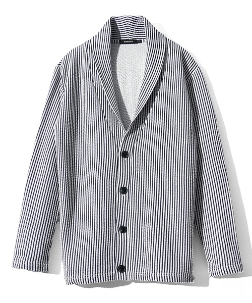 セール】【SOMEDIFF】シアサッカーショールカラーカーディガン メンズ