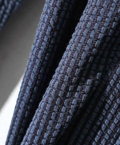 SOMEDIFF（サムディフ）の「【SOMEDIFF】シアサッカーショールカラーカーディガン メンズ（カーディガン/ボレロ・メンズ・ブラック/ネイビー/ホワイト×ネイビー/ホワイト・S/M/L/XL）」の11枚目の写真