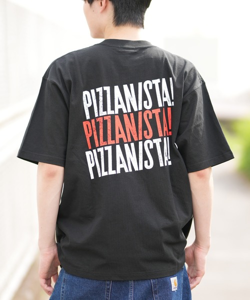 PIZZANISTA!(ピッザニスタ)の「【ムラサキスポーツ限定】PIZZANISTA/ピッザニスタ 半袖Tee カスレプリント オーバーサイズ ユニセックス PNTM242-04(Tシャツ/カットソー・メンズ・ホワイト/ブラック・XL/L/M)」の1枚目の写真