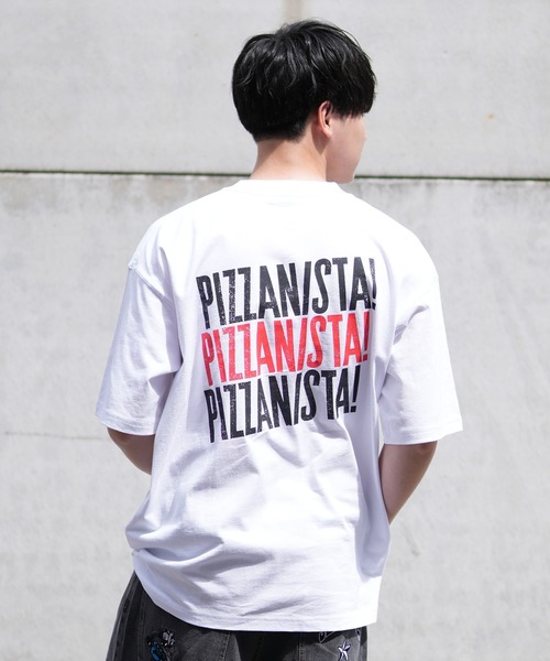 PIZZANISTA!(ピッザニスタ)の「【ムラサキスポーツ限定】PIZZANISTA/ピッザニスタ 半袖Tee カスレプリント オーバーサイズ ユニセックス PNTM242-04(Tシャツ/カットソー・メンズ・ホワイト/ブラック・XL/L/M)」の3枚目の写真