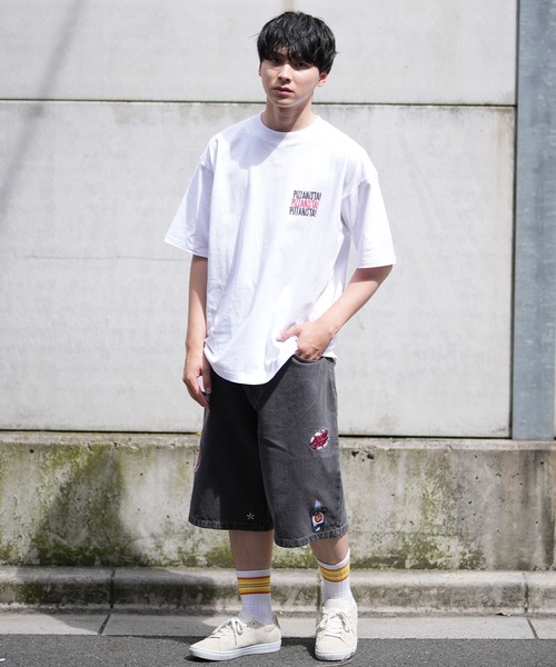 PIZZANISTA!(ピッザニスタ)の「【ムラサキスポーツ限定】PIZZANISTA/ピッザニスタ 半袖Tee カスレプリント オーバーサイズ ユニセックス PNTM242-04(Tシャツ/カットソー・メンズ・ホワイト/ブラック・XL/L/M)」の5枚目の写真