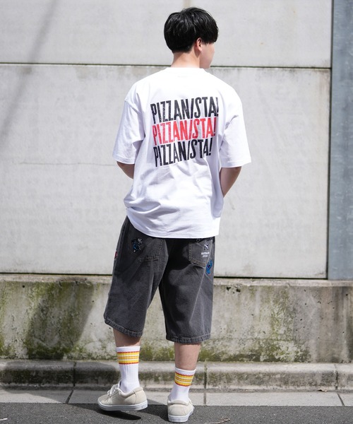 PIZZANISTA!(ピッザニスタ)の「【ムラサキスポーツ限定】PIZZANISTA/ピッザニスタ 半袖Tee カスレプリント オーバーサイズ ユニセックス PNTM242-04(Tシャツ/カットソー・メンズ・ホワイト/ブラック・XL/L/M)」の7枚目の写真