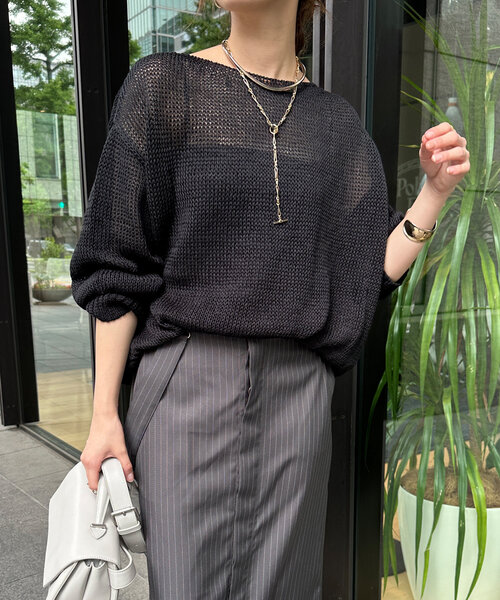 DouDou（ドゥドゥ）の「コットンミドルゲージプルオーバー（ニット/セーター・レディース・ブラック/ベージュ/ブラウン/グリーン・FREE）」の17枚目の写真