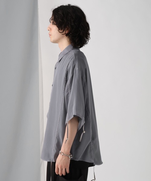 HARE（ハレ）の「シアーキリカエギャザーシャツ(HARE)（シャツ/ブラウス・メンズ・ブラック/グレー・FREE）」の13枚目の写真