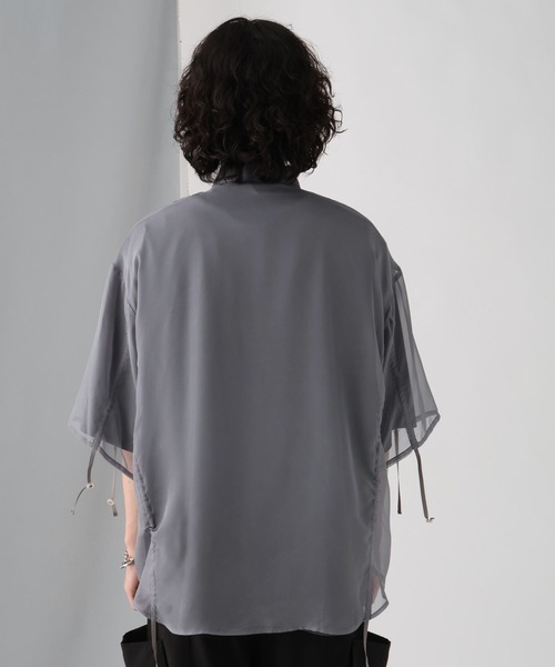 HARE（ハレ）の「シアーキリカエギャザーシャツ(HARE)（シャツ/ブラウス・メンズ・ブラック/グレー・FREE）」の14枚目の写真