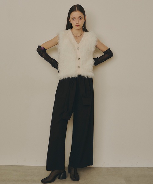ウェルダン　ニットベスト　WE11DONE 韓国ブランド A'GEM/9 × .kom『 FANCY CLUB/ファンシークラブ』WAVE LINE KNIT