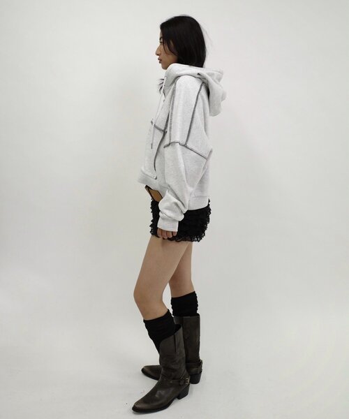 WHO'S WHO gallery（フーズフーギャラリー）の「【SLOPPY/スロッピー】リンキングジップパーカー（パーカー・レディース・チャコールグレー/ライトグレー/グレー/ネイビー・FREE）」の8枚目の写真