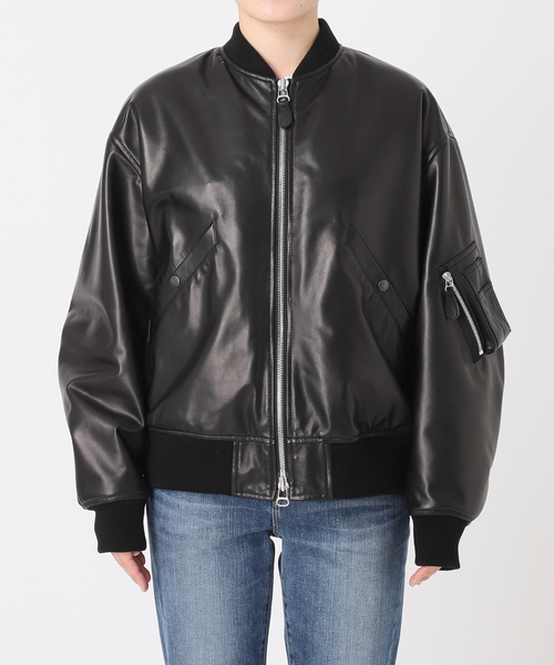 Spick & Span（スピックアンドスパン）の「LOT/SMPL-008 LEATHER MA-1（ライダースジャケット・レディース・ブラック・36/38）」の11枚目の写真