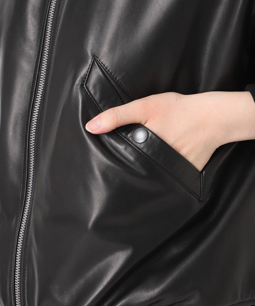 Spick & Span（スピックアンドスパン）の「LOT/SMPL-008 LEATHER MA-1（ライダースジャケット・レディース・ブラック・36/38）」の19枚目の写真