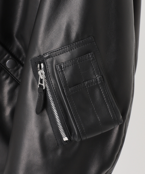 Spick & Span（スピックアンドスパン）の「LOT/SMPL-008 LEATHER MA-1（ライダースジャケット・レディース・ブラック・36/38）」の21枚目の写真