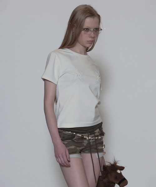 Tシャツ・カットソー [SCULPTOR] Pearl Starfish Tee Raw SC24S267IV SCULPTOR（スカルプター）の「Pearl Starfish Tee/パールスター