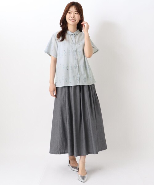 one'sterrace(ワンズテラス)の「花柄プリント 前開き半袖ブラウス(シャツ/ブラウス・レディース・ホワイト系9/ブルー系その他7/ベージュ系8・02)」の14枚目の写真