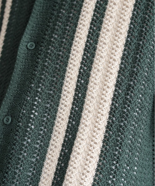 RAGEBLUE（レイジブルー）の「クロシェ編み/オーバーサイズニットシャツカーディガン（ニット/セーター・メンズ・グリーン/ブラック・LARGE/MEDIUM）」の17枚目の写真