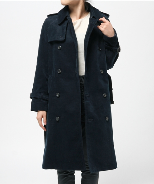 Sheta（シータ）の「ライナー付きコーデュロイトレンチコート（トレンチコート・レディース・ネイビー/ベージュ・FREE）」の17枚目の写真