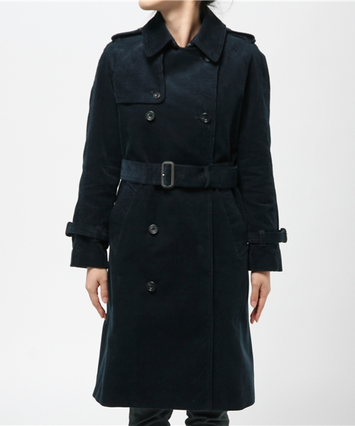 Sheta（シータ）の「ライナー付きコーデュロイトレンチコート（トレンチコート・レディース・ネイビー/ベージュ・FREE）」の18枚目の写真