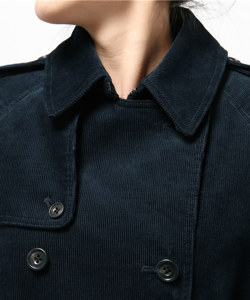 Sheta（シータ）の「ライナー付きコーデュロイトレンチコート（トレンチコート・レディース・ネイビー/ベージュ・FREE）」の19枚目の写真