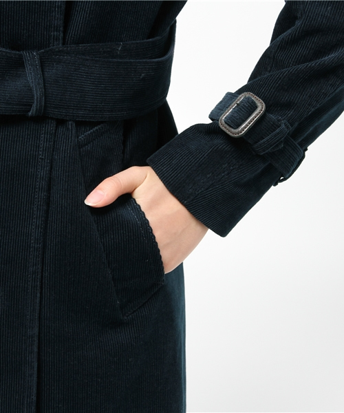 Sheta（シータ）の「ライナー付きコーデュロイトレンチコート（トレンチコート・レディース・ネイビー/ベージュ・FREE）」の12枚目の写真