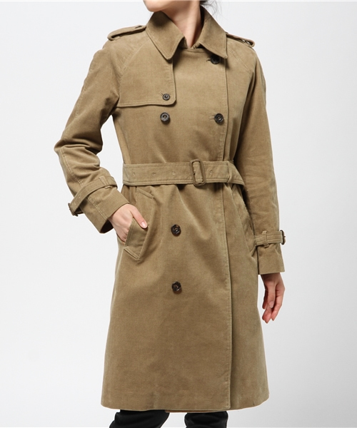 Sheta（シータ）の「ライナー付きコーデュロイトレンチコート（トレンチコート・レディース・ネイビー/ベージュ・FREE）」の16枚目の写真